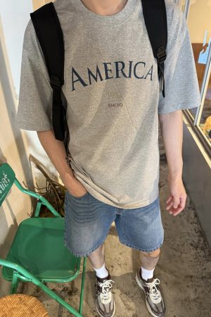 Men's Korean Style Minimalist Casual Loose Fit Short Sleeve T-Shirt with Simple Letter Print - Summer Versatile Fashion Top