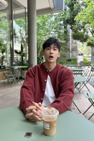 Men's Korean Style Red Wool Cardigan Jacket - Casual Loose Comfortable Versatile Top for Autumn and Winter