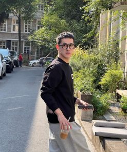 Men's Korean Style Thickened Fleece Sweatshirt with Letter Print - Loose Casual Autumn/Winter Top