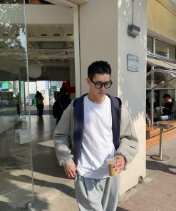 Men's Korean Style Ultra-Thick Two-Color Cardigan Sweatshirt - Casual Loose Fit for Autumn Winter