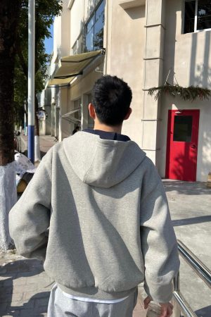 Men's Korean Style Ultra-Thick Two-Color Cardigan Sweatshirt - Casual Loose Fit for Autumn Winter