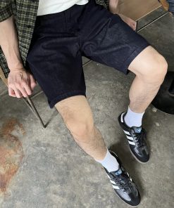 Men's Loose Casual Dark Blue Denim Shorts - Summer Versatile Five-Point Style, Perfect for 90s and Y2K Inspired Looks