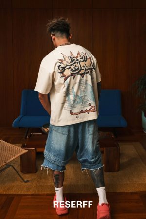 Men's Loose Fit Short Sleeve T-Shirt with Middle East Concert Illustration - Trendy Urban Style, Inspired by 90s & Y2K Fashion