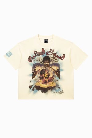 Men's Loose Fit Short Sleeve T-Shirt with Middle East Concert Illustration - Trendy Urban Style, Inspired by 90s & Y2K Fashion
