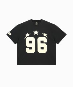 Men's Loose Fit Waffle T-Shirt - Trendy Short Sleeve Top Inspired by Dance Club and Street Style, Evil Star Design