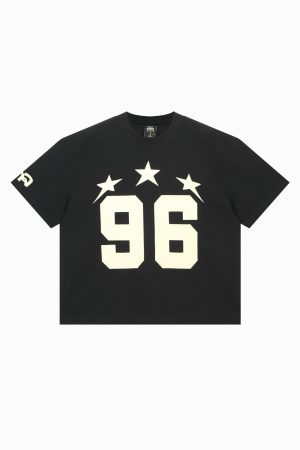 Men's Loose Fit Waffle T-Shirt - Trendy Short Sleeve Top Inspired by Dance Club and Street Style, Evil Star Design