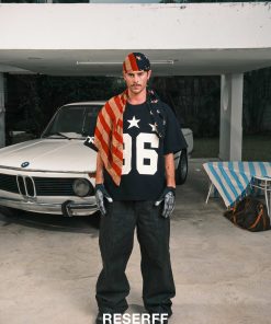 Men's Loose Fit Waffle T-Shirt - Trendy Short Sleeve Top Inspired by Dance Club and Street Style, Evil Star Design