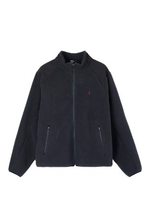 Men's Loose Spliced Fleece Sweatshirt Jacket with Stand Collar â€“ Autumn Winter Roaring Beast Design, Casual Streetwear