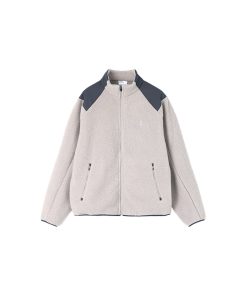 Men's Loose Spliced Fleece Sweatshirt Jacket with Stand Collar – Autumn Winter Roaring Beast Design, Casual Streetwear