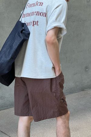 Men's Loose Straight Leg Coffee Color Quick-Dry Shorts - Japanese Style Casual Summer Fashion