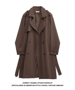 Men's Mid-Length Hooded Windbreaker Coat - Trendy Korean Style Faux Two-Piece Over-Knee Jacket for Autumn & Winter Fashion