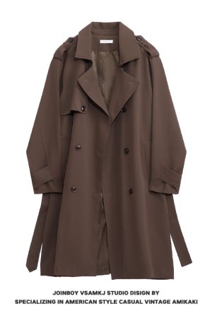 Men's Mid-Length Hooded Windbreaker Coat - Trendy Korean Style Faux Two-Piece Over-Knee Jacket for Autumn & Winter Fashion