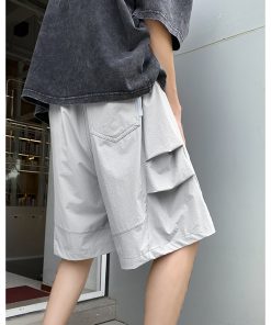 Men's Quick-Dry Cargo Shorts - American Style Loose Gray Five-Point Beach Shorts, Summer Trendy Casual Tactical Pants