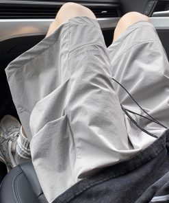 Men's Quick-Dry Cargo Shorts - American Style Loose Gray Five-Point Beach Shorts, Summer Trendy Casual Tactical Pants