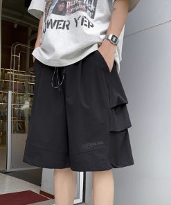 Men's Quick-Dry Cargo Shorts - American Style Loose Gray Five-Point Beach Shorts, Summer Trendy Casual Tactical Pants