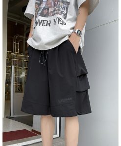 Men's Quick-Dry Cargo Shorts - American Style Loose Gray Five-Point Beach Shorts, Summer Trendy Casual Tactical Pants