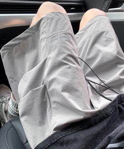 Men's Quick-Dry Cargo Shorts - American Style Loose Gray Five-Point Beach Shorts, Summer Trendy Casual Tactical Pants