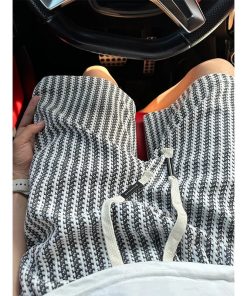 Men's Retro Knitted Striped Shorts, American Style Casual Mid-Length Five-Point Pants, Trendy Summer Sports Bottoms