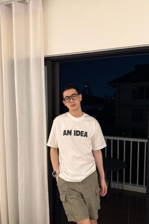Men's Simple Letter Print Short Sleeve T-Shirt - Korean Style Minimalist Casual Summer Loose Fit