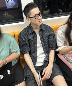 Men's Soft Draping Cargo Pocket Denim Shirt - Summer Korean Style Casual Top