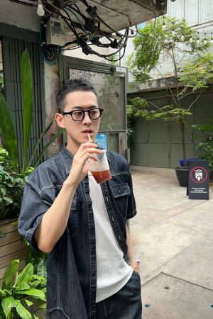 Men's Soft Draping Cargo Pocket Denim Shirt - Summer Korean Style Casual Top