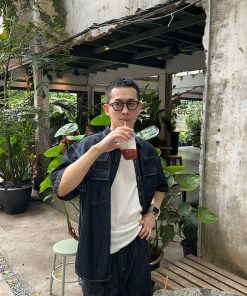 Men's Soft Draping Cargo Pocket Denim Shirt - Summer Korean Style Casual Top