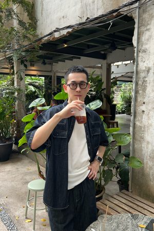 Men's Soft Draping Cargo Pocket Denim Shirt - Summer Korean Style Casual Top