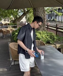 Men's Soft Feel Denim Shirt - Casual Short Sleeve, Loose Fit, Versatile Summer Style