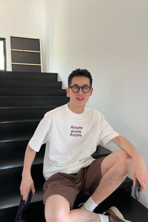 Men's Solid Color Short Sleeve T-Shirt with Back Design and Embroidered Letters - Casual Versatile Style