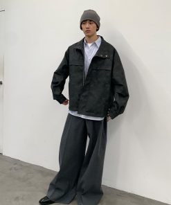 Men's Stand Collar Quilted Leather Jacket - Autumn Winter Roaring Beast American Style Outerwear