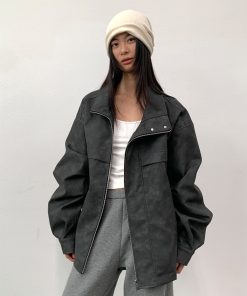 Men's Stand Collar Quilted Leather Jacket - Autumn Winter Roaring Beast American Style Outerwear