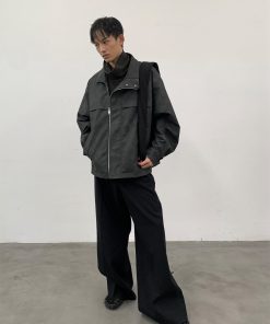 Men's Stand Collar Quilted Leather Jacket - Autumn Winter Roaring Beast American Style Outerwear