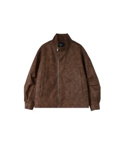 Men's Stand Collar Quilted Leather Jacket - Autumn Winter Roaring Beast American Style Outerwear