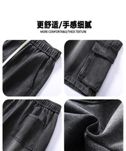 Men's Summer American Denim Cargo Shorts, Loose Straight Fit, Mid-Length Casual Pants for Stylish Everyday Wear