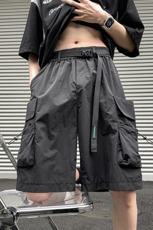 Men's Summer Cargo Shorts, American Style, Multi-Pocket, Trendy Loose Straight-Leg Sports Shorts for Casual Wear