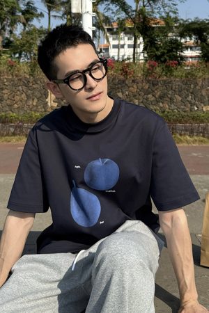 Men's Summer Fun Fruit Print Round Neck Short Sleeve T-Shirt - Korean Style Loose Casual Streetwear