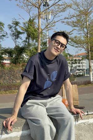 Men's Summer Fun Fruit Print Round Neck Short Sleeve T-Shirt - Korean Style Loose Casual Streetwear
