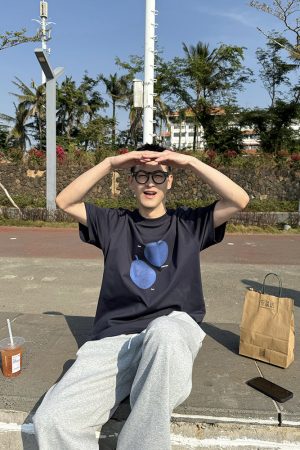 Men's Summer Fun Fruit Print Round Neck Short Sleeve T-Shirt - Korean Style Loose Casual Streetwear