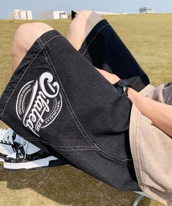 Men's Summer Loose-Fit Denim Shorts - Trendy Mid-Length Elastic Waist Pants for Youth, Casual Streetwear 2025 Style