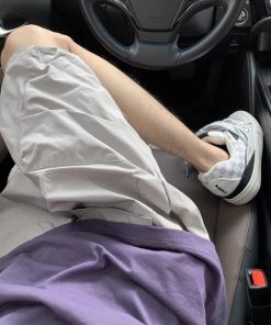 Men's Summer Loose-Fit Ice Silk Casual Shorts, Trendy Beach Pants with Functional Pleats, American-Style 5-Point Shorts