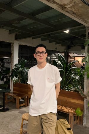Men's Summer Love Heart Embroidery Short Sleeve T-Shirt - Casual Versatile Loose Fit, American Style, Perfect for 90s Y2K Looks