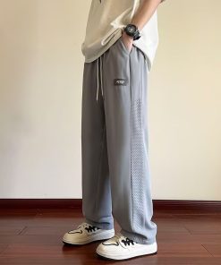 Men's Summer Thin Ice Silk Quick-Dry Mesh Casual Pants, Straight Loose Trousers, Lightweight Summer Style 2025