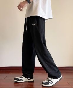 Men's Summer Thin Ice Silk Quick-Dry Mesh Casual Pants, Straight Loose Trousers, Lightweight Summer Style 2025