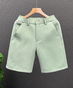 Men's Summer Waffle Shorts - Slim-Fit Solid Color Mid-Length Casual Five-Point Pants, Trendy Versatile Style for Everyday Wear.