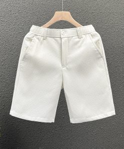 Men's Summer Waffle Shorts - Slim-Fit Solid Color Mid-Length Casual Five-Point Pants, Trendy Versatile Style for Everyday Wear.