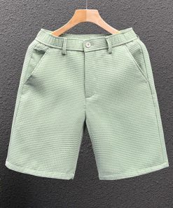Men's Summer Waffle Shorts - Slim-Fit Solid Color Mid-Length Casual Five-Point Pants, Trendy Versatile Style for Everyday Wear.