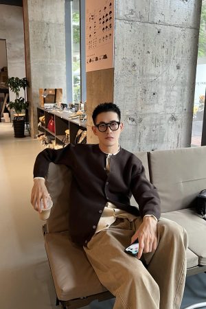 Men's Thickened Two-Piece Cardigan Sweater in Solid Color - Korean Style Autumn/Winter Layering Essential