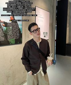 Men's Thickened Two-Piece Cardigan Sweater in Solid Color - Korean Style Autumn/Winter Layering Essential