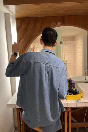 Men's Thin Soft Draped Denim Short Sleeve Shirt with Pocket - Summer Workwear Style, Casual Fashion, Versatile Everyday Essential