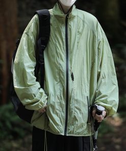 Men's UPF50+ Sun Protection Casual Top, Loose Fit Stand Collar UV Protection Shirt for Summer Outdoor Activities